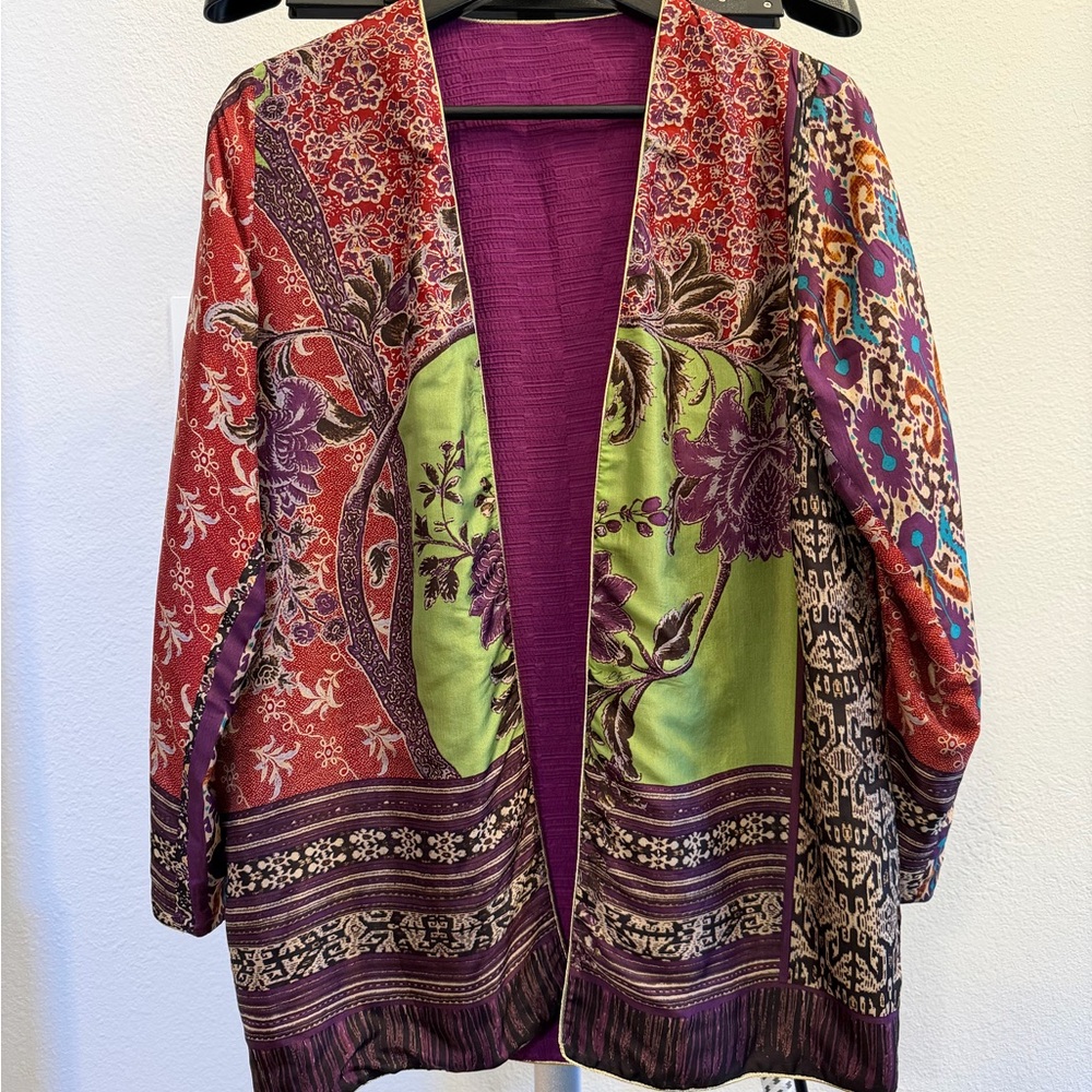 Silk Multicolor Patterned Women's cardigan jacket